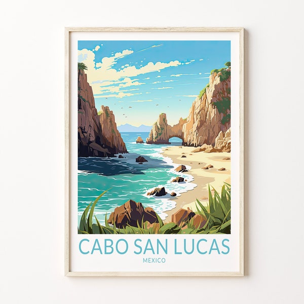 Cabo San Lucas Travel Poster, Cabo San Lucas Mexico City Travel Poster Print, Cancun, Cabo San Lucas Travel Poster Wall Art