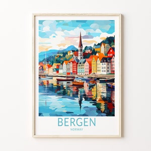 Bergen Norway Travel Print, Bergen  Poster Print, Bergen  Norway Wall Art, Bergen  Trendy Travel Wall Decor, Birthday Gifts