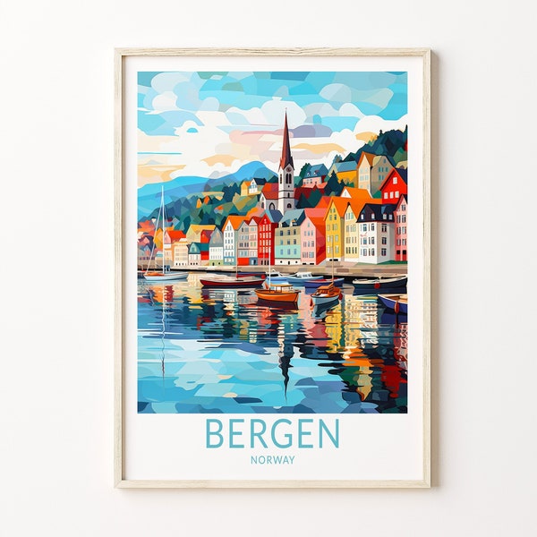 Bergen Norway Travel Print, Bergen  Poster Print, Bergen  Norway Wall Art, Bergen  Trendy Travel Wall Decor, Birthday Gifts