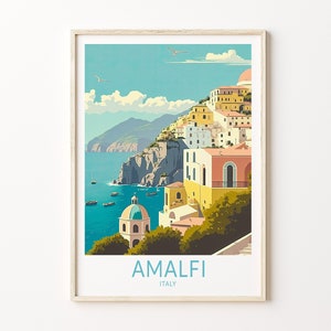 Amalfi City Travel Print, Amalfi Wall Art Italy Travel Poster Print, Italy Amalfi City Wall Art, Italy Travel Poster