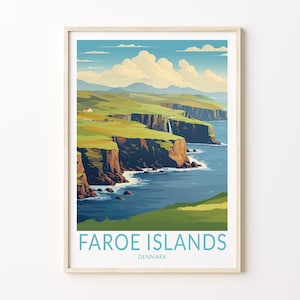 Faroe Islands Travel Poster Faroe Islands Denmark Wall Art, Denmark Travel Print, House Warming Gifts, Wedding Gifts