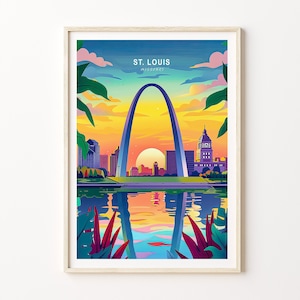 St. Louis Print, Missouri Wall Art, St. Louis Missouri Sunset Poster, The Gateway Arch Wall Decor, Birthday Gifts, Home Decor