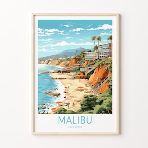 Malibu California Print Wall Art, Malibu California Travel Poster, USA California Wall Art, Traveler Home Decor, Traveler Gift