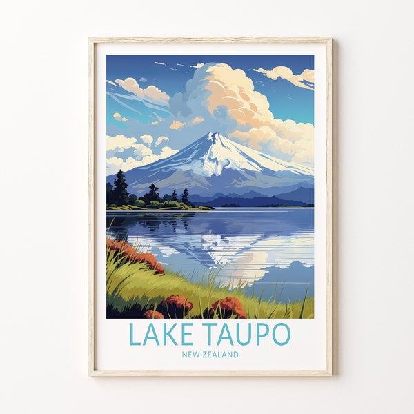 Lake Taupo New Zealand Print Wall Art, Lake Taupo Poster, Lake Taupo Wall Art, New Zealand Travel Print, New Zealand Travel Gift