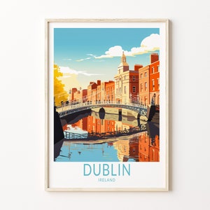Póster de viaje de Dublín, Irlanda, impresión de póster de Dublín, Irlanda, impresión de viaje personalizada de Irlanda, póster de viaje personalizado, regalos de cumpleaños