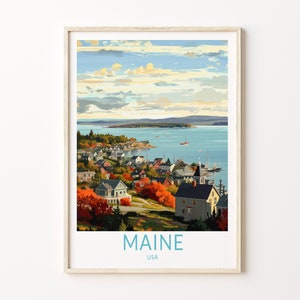 Maine Travel Print, Maine State Coastal Travel Poster, Maine Travel Wall Art, Maine Coastal Artwork, Maine State Travel Poster