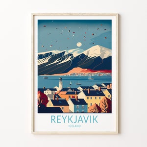 Reykjavík Reiseplakat Wandkunst, Island Reykjavík Poster, Reykjavík Reisewandkunst, Island Reisedruck, Reykjavík Reisegeschenk