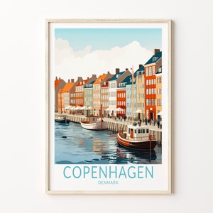Kopenhagen Dänemark Reiseplakat, Kopenhagen Dänemark Plakatdruck, Dänemark Benutzerdefinierter Reisedruck, personalisiertes Reiseplakat