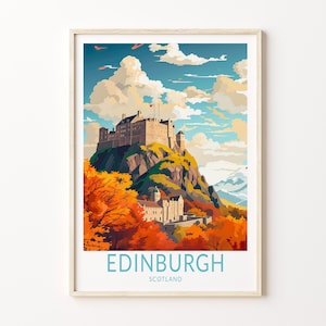 Edinburg Schottland Reiseplakat, Edinburgh Poster Druck Geschenke, Edinburgh Castle Wandkunst, Schottland Edinburgh Wanddekor