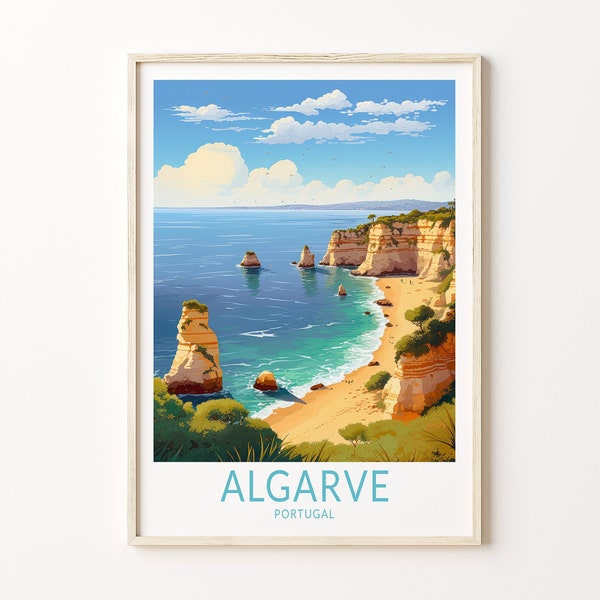 Algarve Portugal Travel Print, Algarve Coast Poster Print, Portugal Coastal Wall Art, Algarve Coast Wall Decor, Portugal Coast