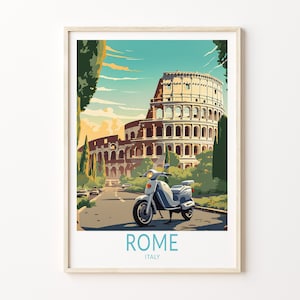 Rome Italie Affiche de voyage Art mural, Affiche du Colisée de Rome, Art mural du Colisée Rome, Impression de voyage d’architecture d’Italie, Cadeau de voyage