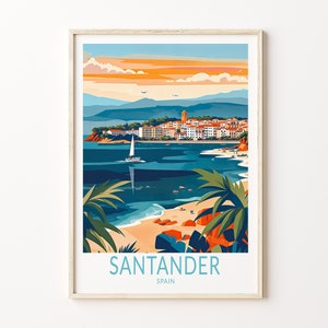 Santander Spanien Reise-Druck, Spanien Stadt Wandkunst, Santander Spanien Küste Poster, Weihnachtsgeschenke, Benutzerdefiniertes Reise-Wohndekor