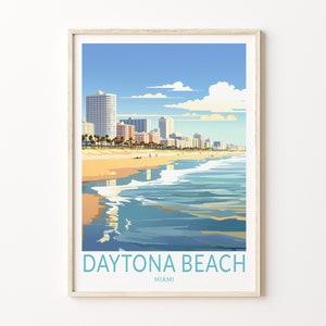 Daytona Beach Miami Florida Poster Wall Art, Miami Travel Poster, Daytona Beach Travel Poster, Beach Home Decor, Traveler Gift