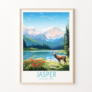 Jasper Nationalpark Reiseplakat, Jasper Kanada Plakat, Nationalpark-Postkarte Kundenspezifischer Reise-Druck, personalisiertes Reiseplakat