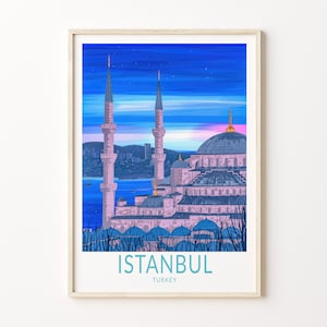 Istanbul Turkiye Reiseplakat, Moschee Istanbul Turkiye Reisepostkarte, Istanbul Moschee Reisedruck, personalisiertes Reiseplakat