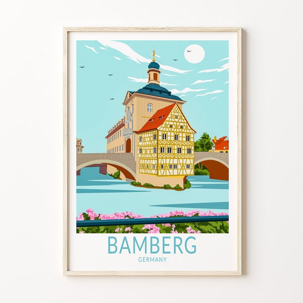 Bamberg Germany Travel Print, Bamberg German City Poster Print, Bamberg Germany Wall Art, Germany Minimalist Custom Travel Poster