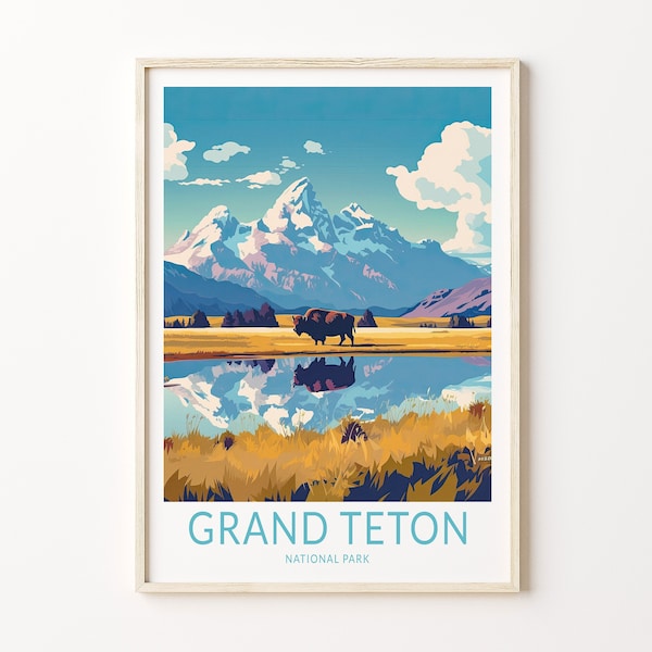Grand Teton Nationalpark Print Wandkunst, Grand Teton Poster, Nationalpark Wandkunst, Reisereisedruck, Reisegeschenk