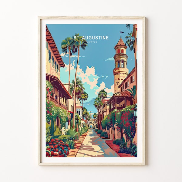 St. Augustine Florida Poster, Florida Wall Art Decor, City Travel Poster Gifts, St. Augustine Florida Travel Print, Home Decor