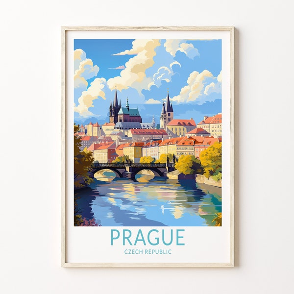 Affiche de voyage de Prague, impression d'affiche de Prague, art de mur de Prague, décor de mur de Prague, voyage de Prague, cadeau d'anniversaire