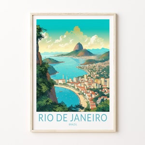 Impresión de viaje a Río de Janeiro, arte de pared para decoración de pared con viajes a Río de Janeiro, Brasil, arte de pared para decoración del hogar, póster de viaje a Sudamérica