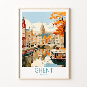 Ghent Belgium Travel Poster, Ghent Europe Travel Postcard, Custom Travel Poster, Personalized Travel Poster, Birthday Gifts