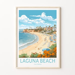 Laguna Beach California Travel Print, Laguna Beach Poster Print, Laguna Beach Wall Art, California Coast Wall Decor