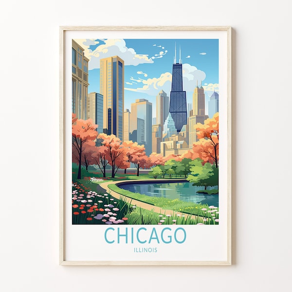 Chicago Travel Poster, Chicago Poster Print, Chicago City wall art, Custom travel poster, Personalized Travel Poster, Birthday Gifts