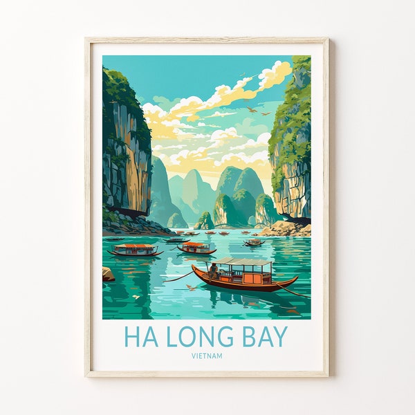 Ha Long Bay Vietnam Travel Print, Ha Long Bay Island Poster Print, Ha Long Bay Wall Art, Vietnam Ha Long Bay Island Wall Decor