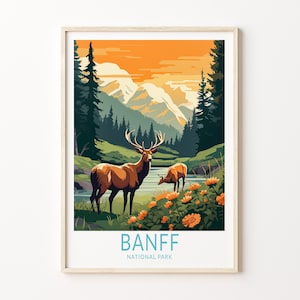 Banff Nationalpark Reiseplakat, Banff-Plakat, Nationalparks-Postkarte Kundenspezifischer Reise-Druck, personalisiertes Reise-Plakat, Geburtstagsgeschenke