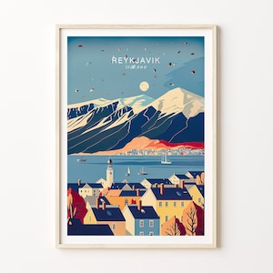 Reykjavík Reiseplakat Wandkunst, Island Reykjavík Poster, Reykjavík Reisewandkunst, Island Reisedruck, minimalistisches Reiseplakat