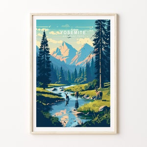 Yosemite Travel Poster, California Yosemite Poster Print, Yosemite National Park Wall Art, Yosemite California Travel Poster Gifts