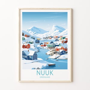 Nuuk Grönland Reiseplakat Wandkunst, Nuuk Grönland Poster, Nuuk Grönland Reisegeschenk, Besuchen Sie Nuuk Grönland, Geburtstagsgeschenk