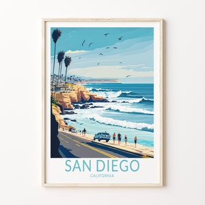 San Diego La Jolla California Coastal Travel Print, La Jolla San Diego Coast Poster Print, La Jolla San Diego Coastal Wall Art