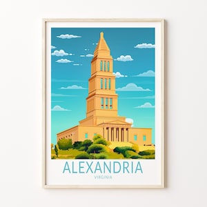 Alexandria virginia Travel poster, George washington Masonic Poster, Alexandria virginia Historical travel poster