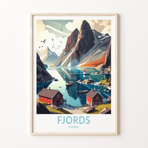 Fjords Norway Travel Print, Fjords Poster Print, Fjords Norway Wall Art, Fjords Trendy Travel Wall Decor, Norwegian Fjords