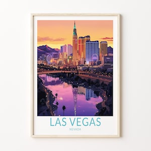 Póster de Las Vegas Nevada, póster de viaje a Las Vegas Nevada, póster de viaje a Las Vegas Nevada, decoración del hogar, regalos de cumpleaños