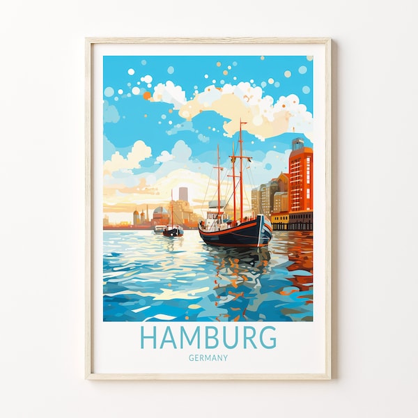 Hamburg Germany Travel Print Wall Art, Hamburg Germany Travel Poster, Europe Travel Poster, Germany Hamburg Traveler Home Décor
