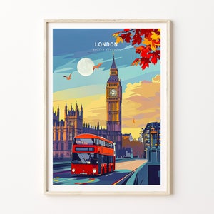 London England City Poster, London Travel Poster, Big Ben, London Poster, England Print, Birthday Present