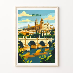 Cartel de viaje de Córdoba España, España Córdoba Travel Wall Art, Decoración de la pared de Córdoba, Regalos de boda, Regalo personalizado