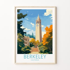 Berkeley University Travel Poster, Berkeley Travel Wall Art, California Berkeley Wall Art, University Campus Travel Wall Decor