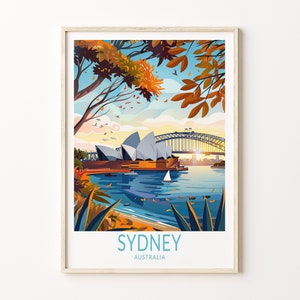 Póster de viaje a Sídney, póster de viaje a Sídney (Australia), decoración de pared de Australia, impresión de la ciudad de Australia, regalo personalizado