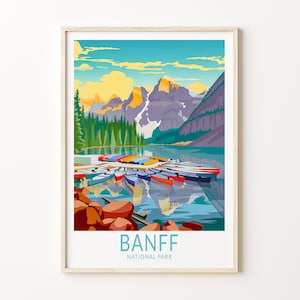 Banff National Park Travel Poster Wall Art, Banff Alberta Canada Poster, Canada National Parks Travel Wall Art, Custom Travel Gifts