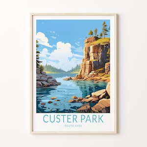 Arte de la pared del Parque Estatal Custer de Dakota del Sur, Cartel del Parque Estatal Custer, Arte de la pared del Parque Nacional del Parque Estatal Custer, Regalos de cumpleaños de viaje