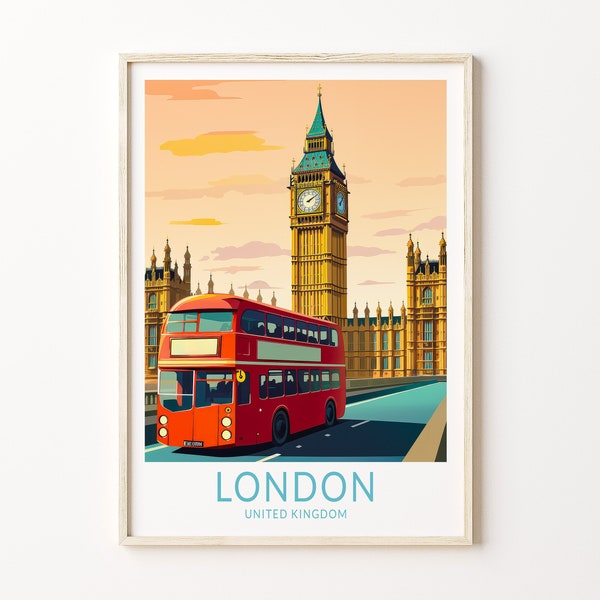 London Big Ben England Travel Print, London Big Ben Bridge Poster Print, London Wall Art, London United Kingdom Traveler Gift