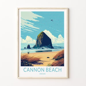 Cannon Beach Travel Print, Oregon Cannon Beach Travel Poster, Travel Wall Art, Oregon Travel Gift Wall Decor, Cannon Beach Paint