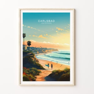 Carlsbad Travel Wall Art, Carlsbad California San Diego Travel Poster, Carlsbad San Diego Wall Art, California Traveler Home Decor