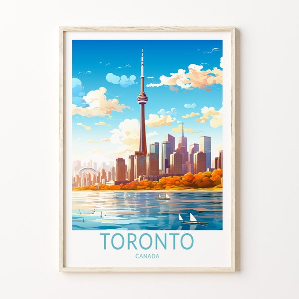 Toronto Canada Travel Poster Wall Art, Toronto Skyline Canada Travel Poster, Canada Travel Poster, Traveler Home Décor, Traveler Gift