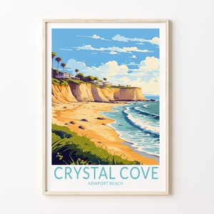 Crystal Cove California Travel Print, Newport Beach Poster Print, Crystal Cove Newport Beach Wall Art, California Coast Wall Decor
