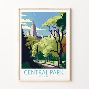 Central Park New York Travel Print, Central Park Travel Poster Print, Manhattan New York Wall Art, New York Travel Wall Decor