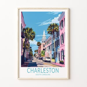 Cartaz de Charleston, Carolina do Sul, Cartaz de arte de parede de viagem de Charleston, Carolina do Sul, Presente personalizado, Presentes de casamento